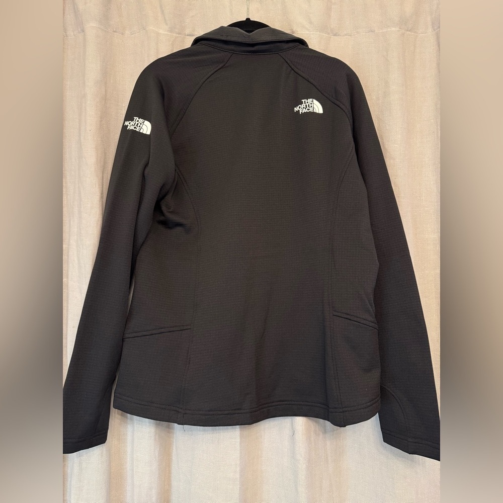 North Face Black Mountain Peaks Quarter Zip Pullover Fleece Womens Sz M w/ Logo - Picture 2 of 4